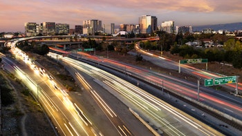 Downtown San Jose California - headlights, brake lights, long exposure blur