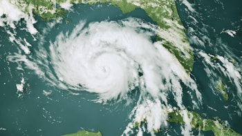 aerial view of hurricane forming