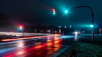 Traffic lights at night