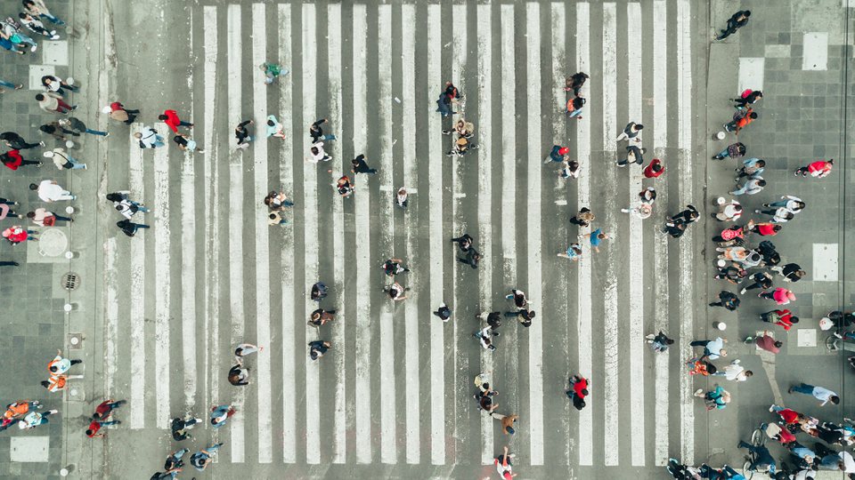 people crossing street