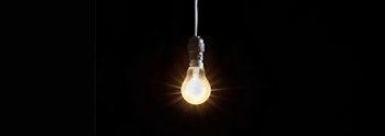 A single lightbulb hanging down.